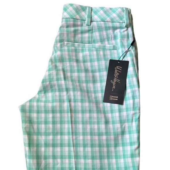 Walter Hagan Plain Brush Stroke Plaid Golf Shorts 10' Pool Blue - Picture 3 of 6